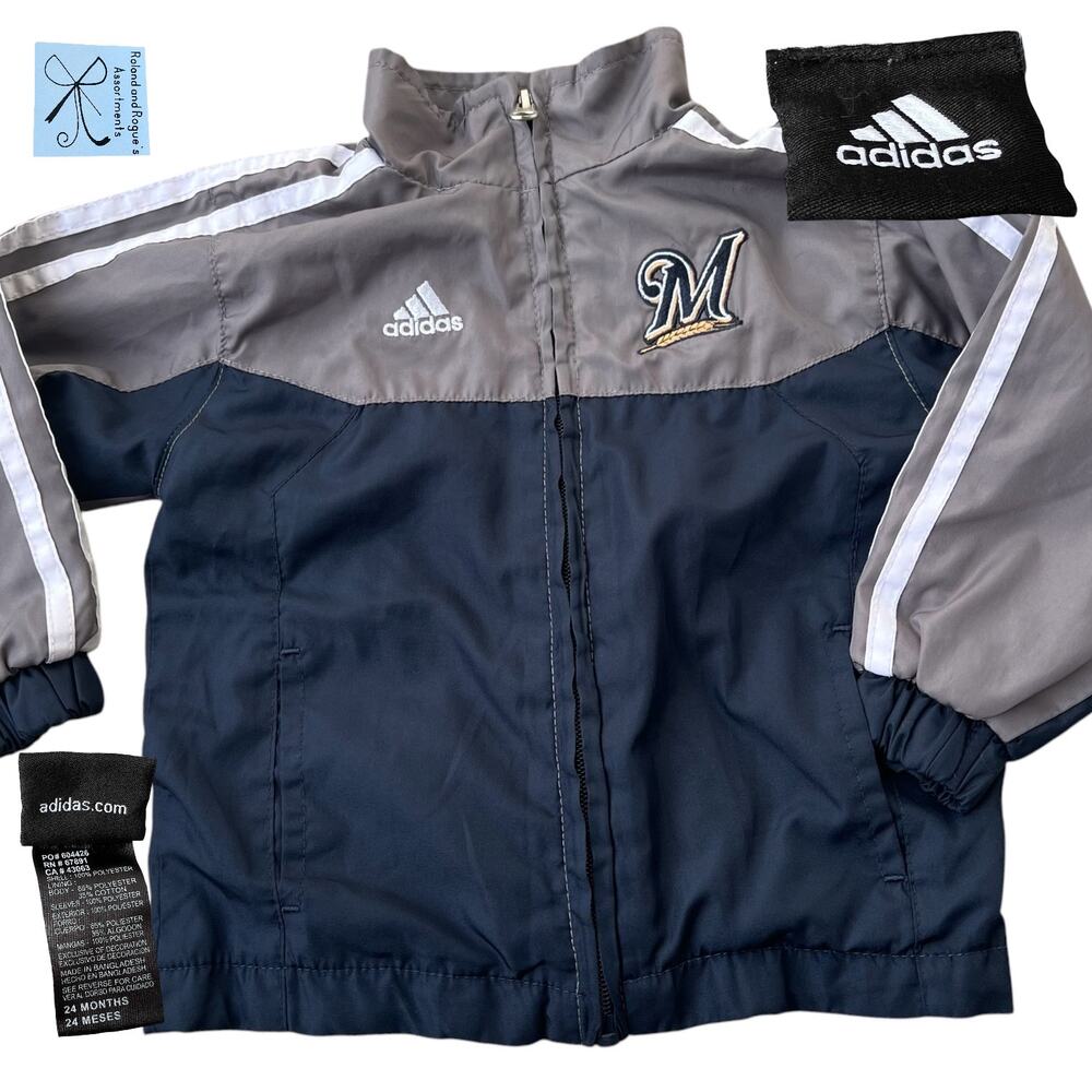 Adidas Milwaukee Brewers Windbreaker Jacket Baby Sz 24 Months